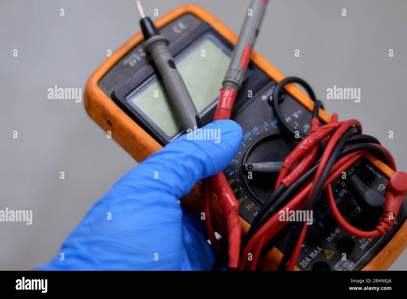 Cairo, Egypt, July 27 2023: DT9205A A digital multimeter, a test tool used to measure two or more electrical values, principally voltage (volts), curr Stock Photo