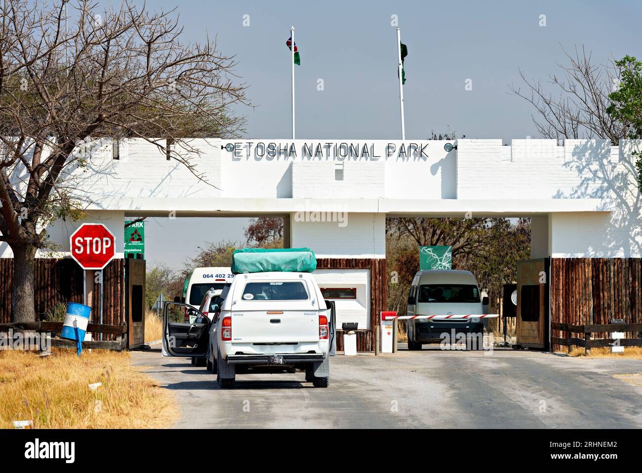 Namibia. The entrance gate of the Etosha National Park Stock Photo