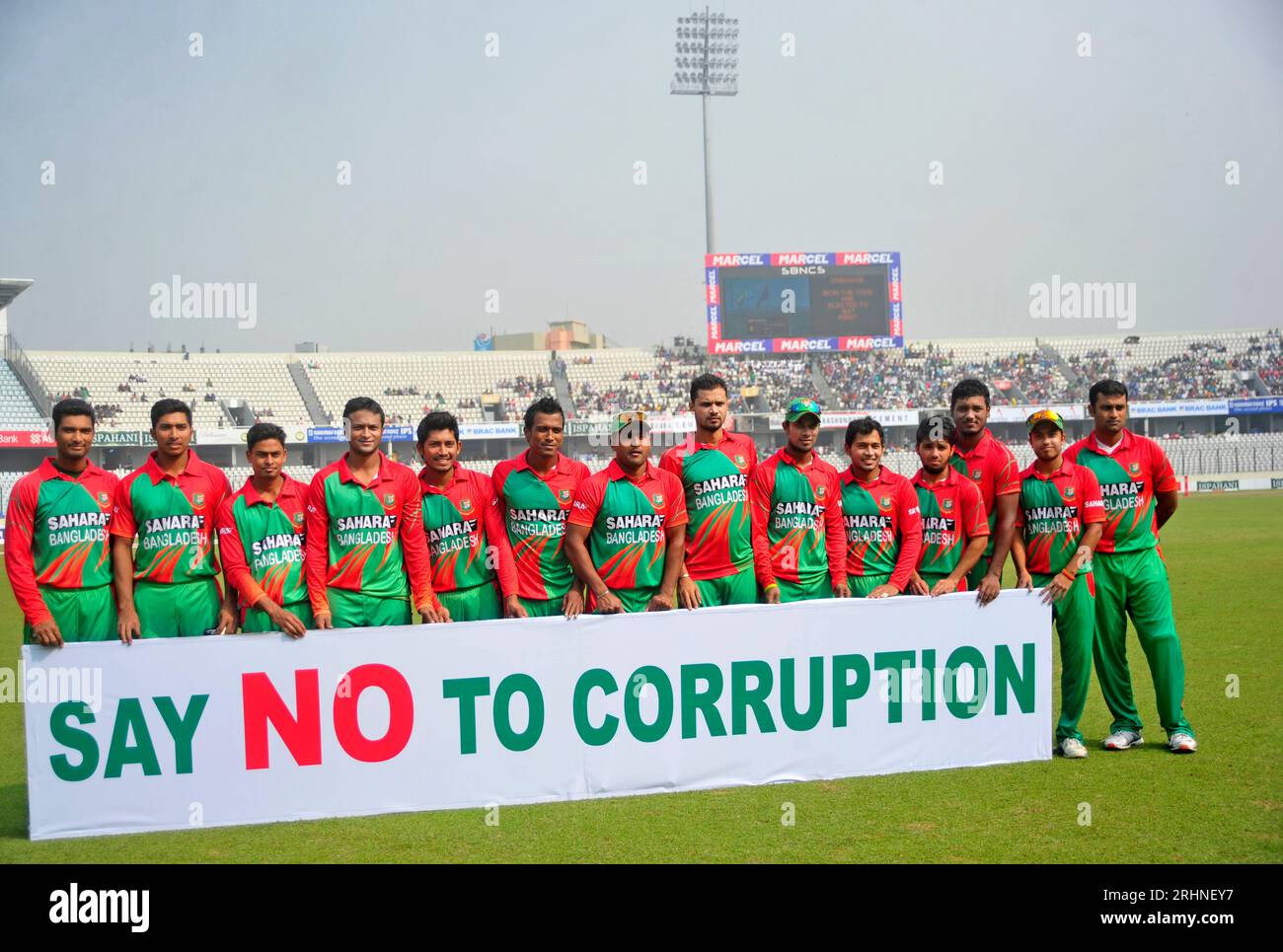 Bangladesh team group photo during the Bangladesh-Zimbabwe One Day International (ODI) match at the Sher-e-Bangla National Cricket Stadium, Mirpur, Dh Stock Photo