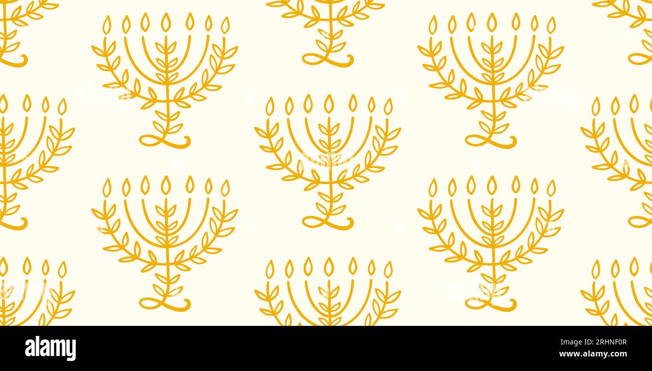 Menorah Seamless Pattern Hanukkah Background Print Stock Vector Image ...
