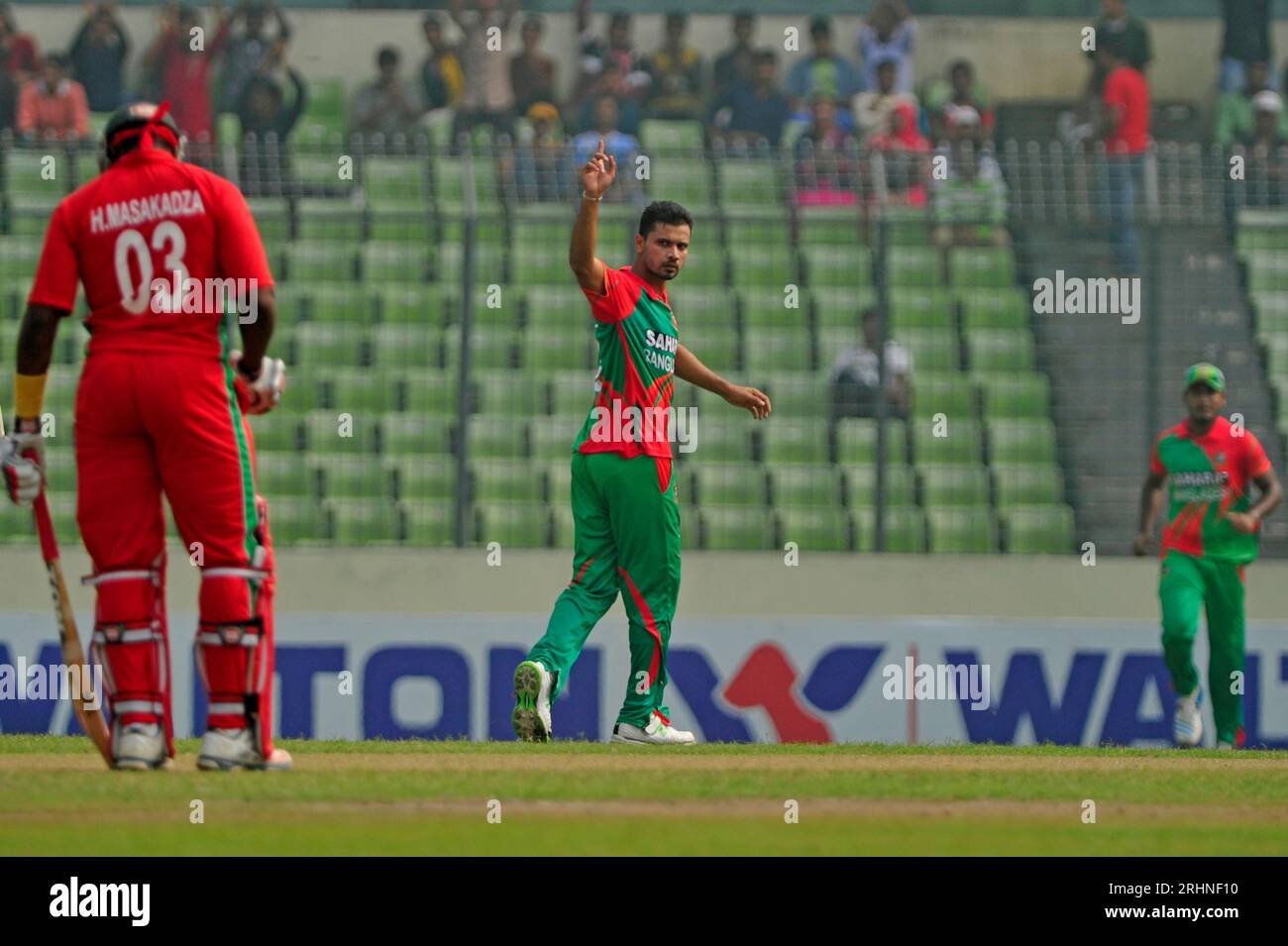 Bangladesh-Zimbabwe One Day International (ODI) match at the Sher-e-Bangla National Cricket Stadium, Mirpur, Dhaka, Bangladesh. Bangladesh won by 5 wi Stock Photo