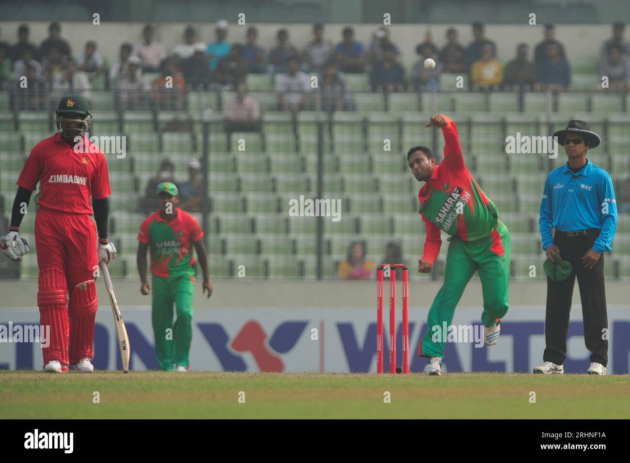 Bangladesh-Zimbabwe One Day International (ODI) match at the Sher-e-Bangla National Cricket Stadium, Mirpur, Dhaka, Bangladesh. Bangladesh won by 5 wi Stock Photo