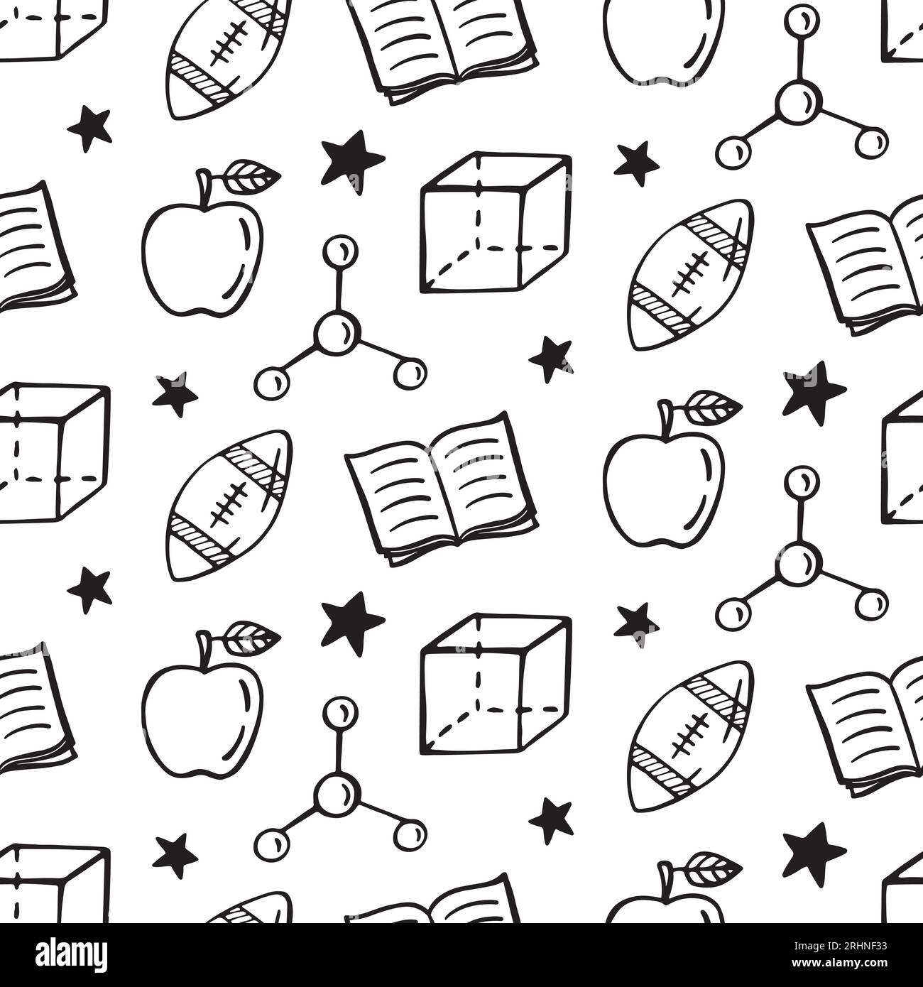 School supplies hand drawn doodle seamless pattern Stock Vector Image ...