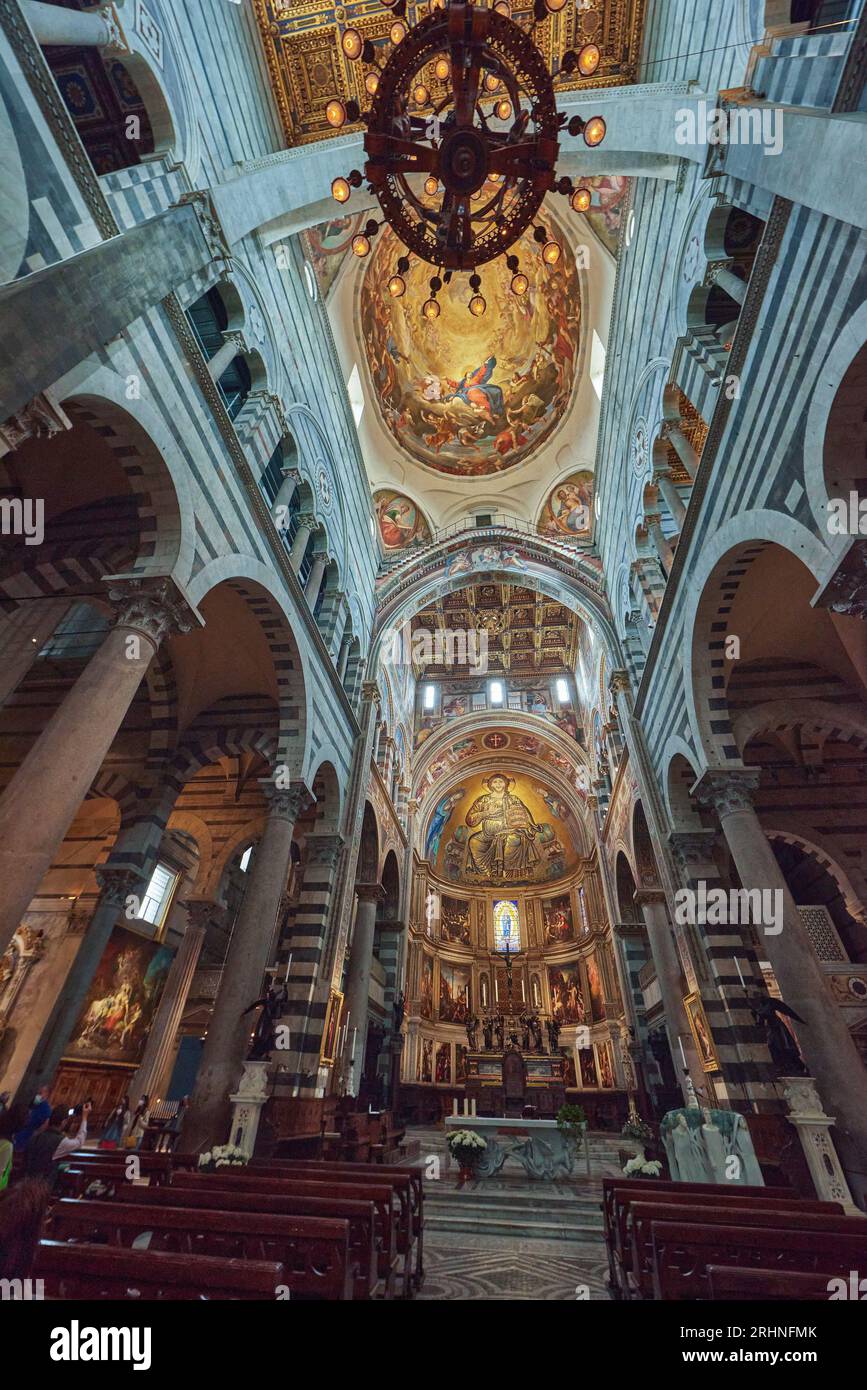 Impressive interior of the Duomo in Pisa, Italy Stock Photo