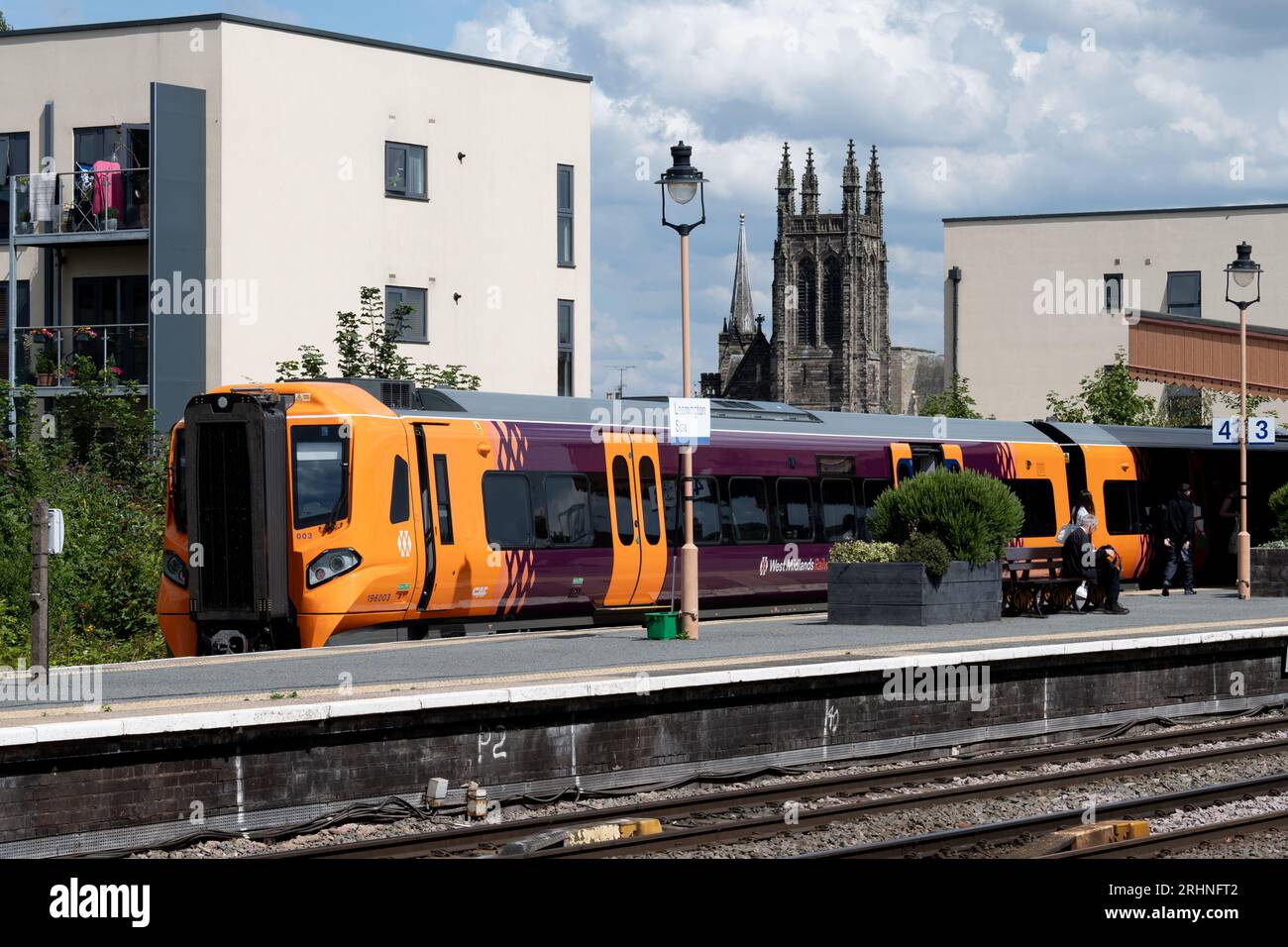 West Midlands Railway class 196 diesel train at Leamington Spa station, Warwickshire, UK Stock