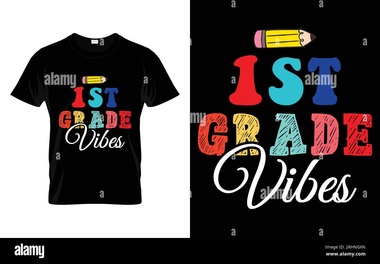 1st Grade Vibes Back to school typography t shirt design Stock Vector