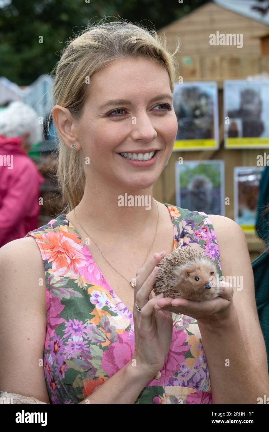 Southport, Merseyside.  18 Aug 2023 UK Entertainment. Rachel Annabelle Riley MBE a British television presenter and the co-presenter of Countdown. Author of ‘At Sixes and Sevens’ maths book for grown ups. Consonant and vowel connoisseur,  greets the crowds at Southport Flower Show Gardens. Credit; MediaWorldmages/AlamyLiveNews Stock Photo