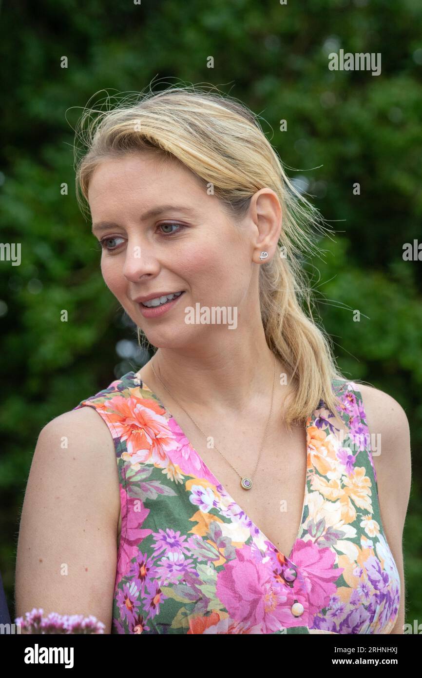 Southport, Merseyside.  18 Aug 2023 UK Entertainment. Rachel Annabelle Riley MBE a British television presenter and the co-presenter of Countdown. Author of ‘At Sixes and Sevens’ maths book for grown ups. Consonant and vowel connoisseur,  greets the crowds at Southport Flower Show Gardens. Credit; MediaWorldmages/AlamyLiveNews Stock Photo