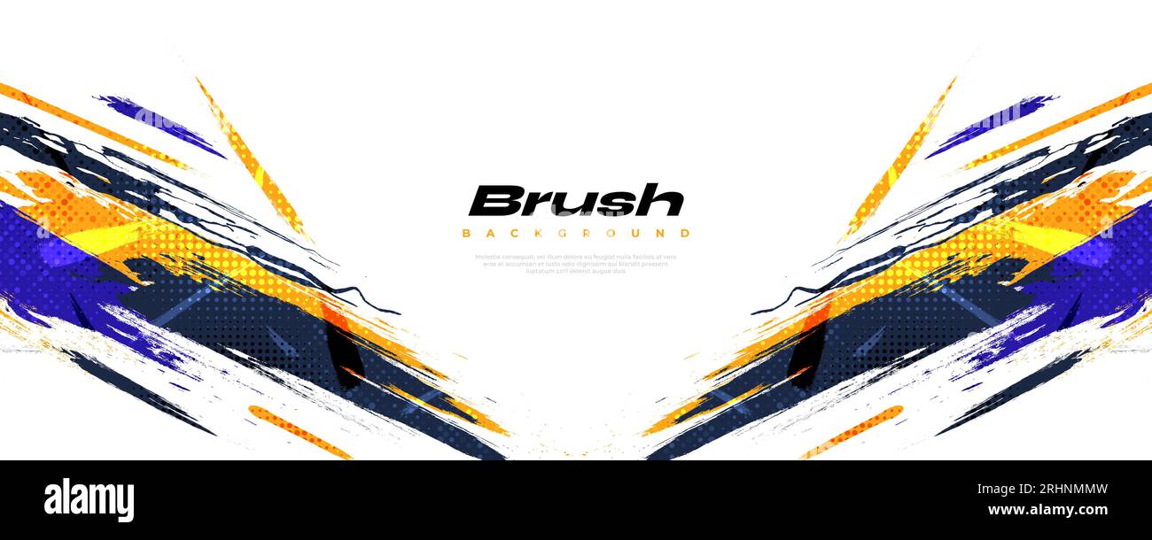 Abstract Brush Background Dominated by Blue and Yellow Color with ...
