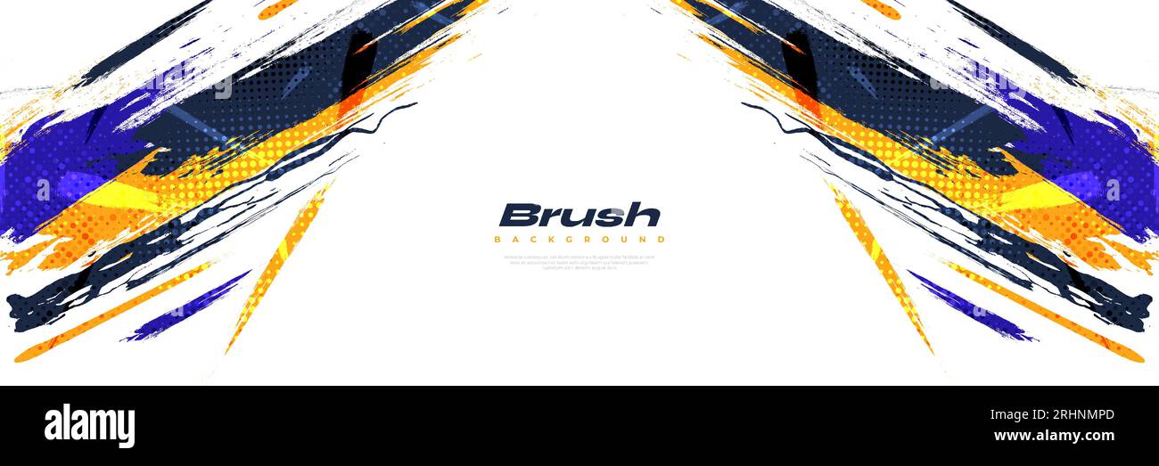 Abstract Brush Background Dominated by Blue and Yellow Color with ...