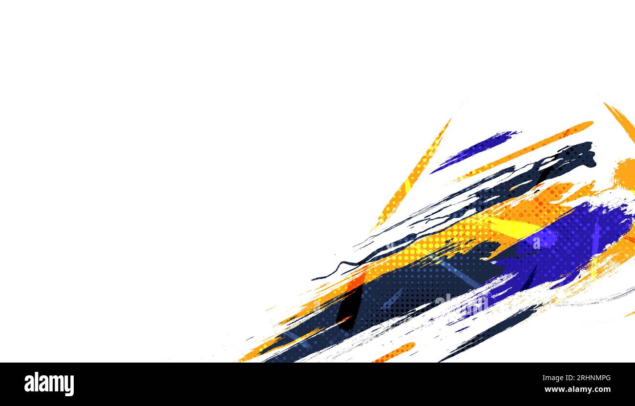 Abstract Brush Background Dominated by Blue and Yellow Color with
