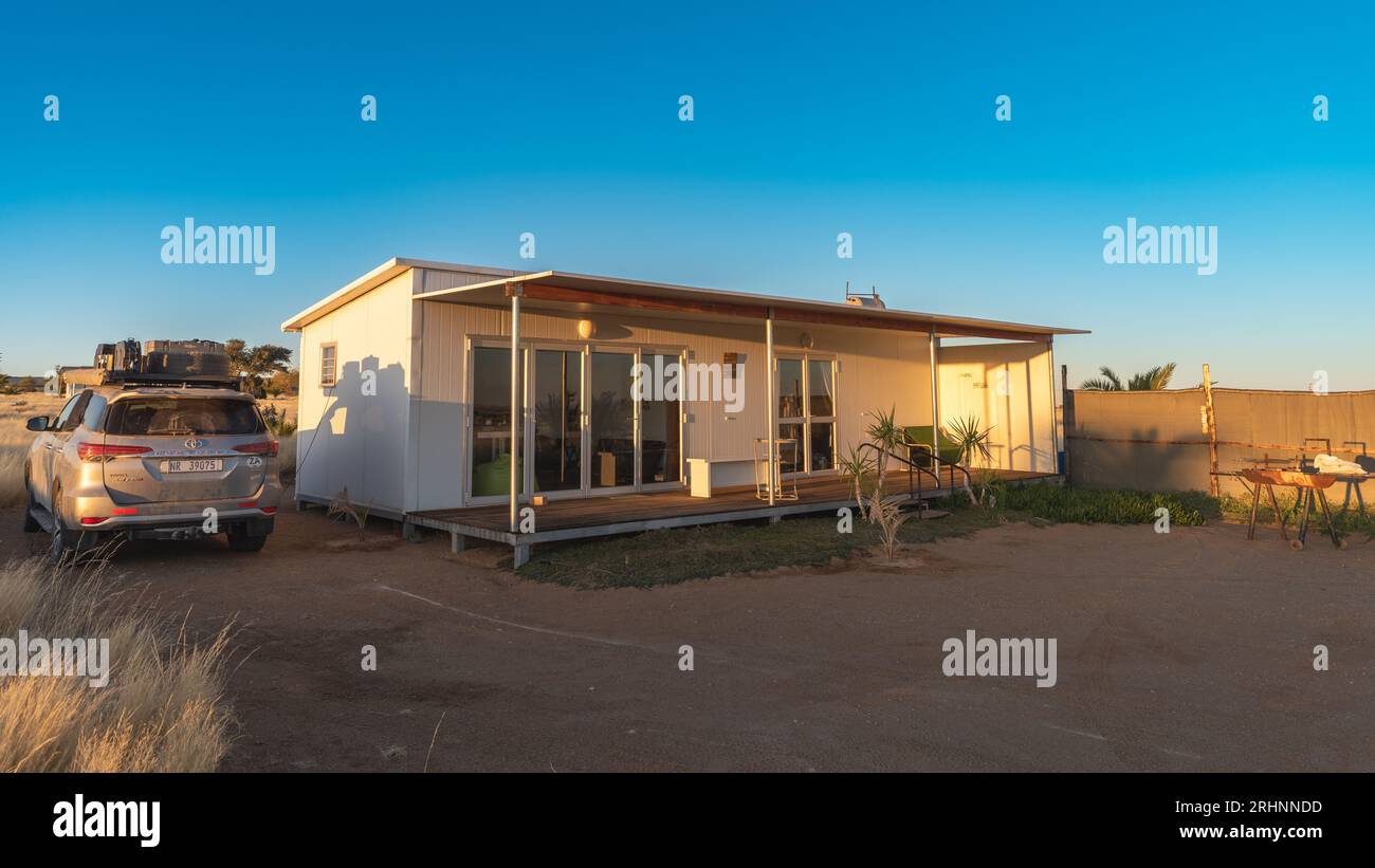 Overnight bungalow in the soft afternoon light Stock Photo