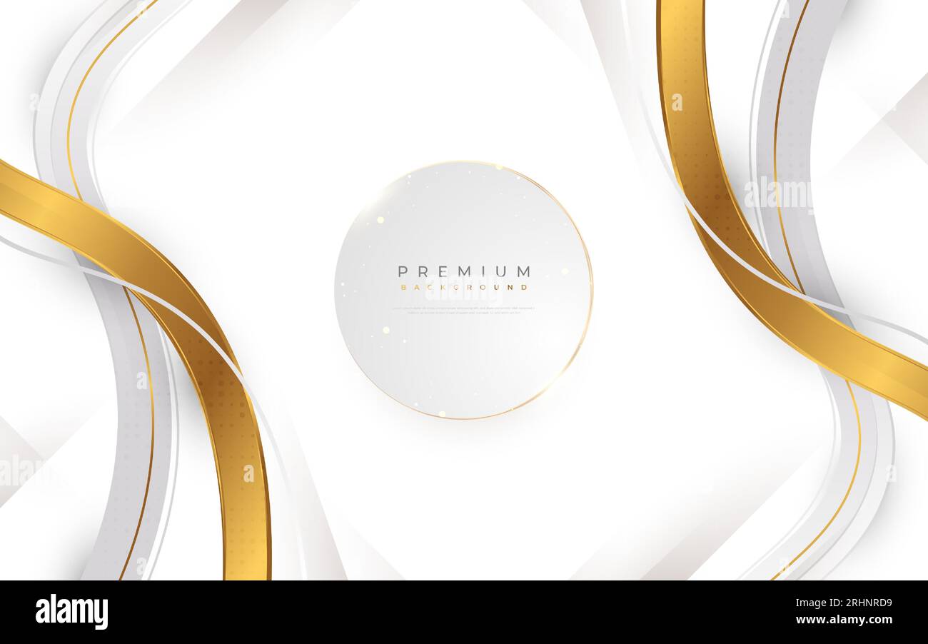 Luxury White and Gold Background with Golden Lines and Paper Cut Style