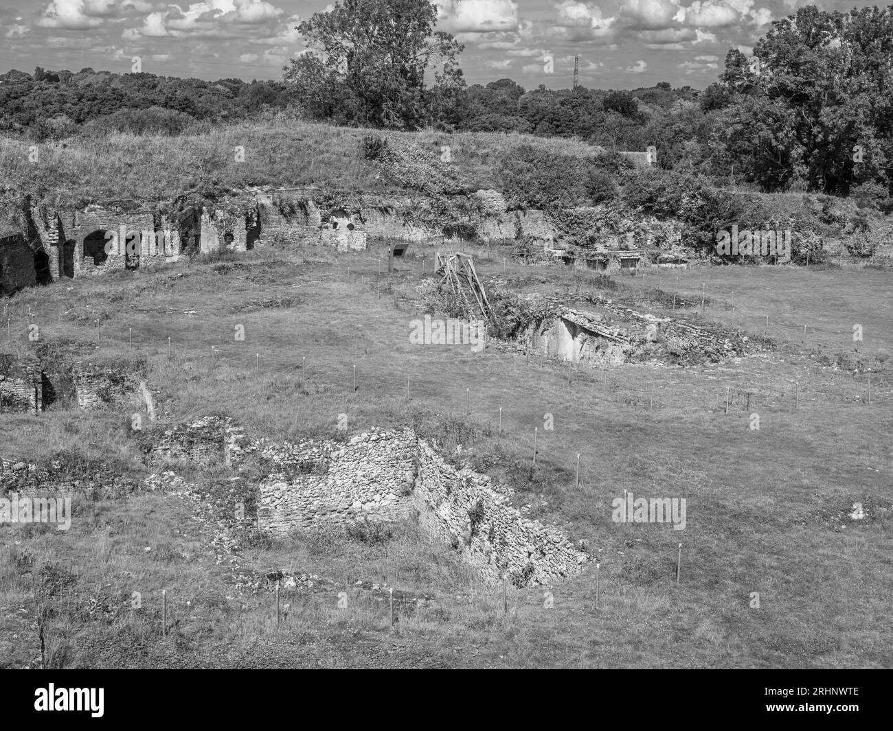 B&W Ruins of Basing House, Destroyed in the English Civil War, Old