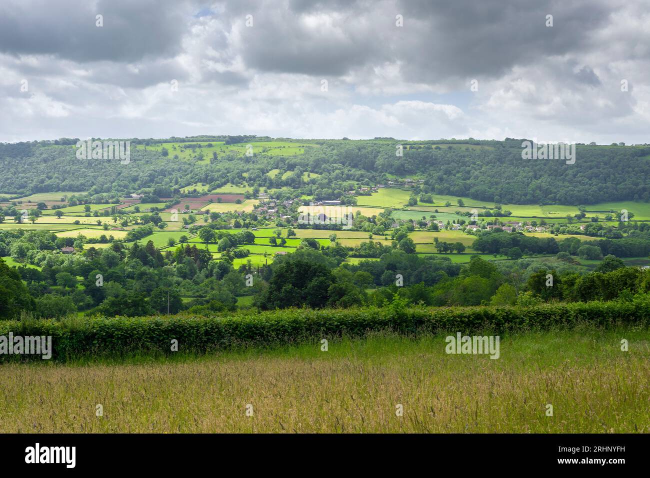 The village of Ubley on the northern slopes of the Mendip Hills in summer, Somerset, England. Stock Photo