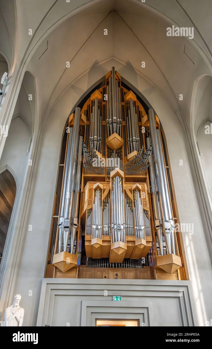 Main pipe organ of Hallgrímskirkja (church), Reykjavik, Iceland Stock Photo