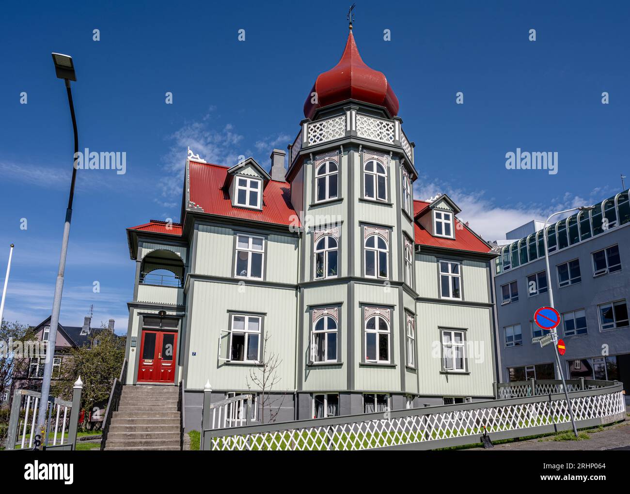 Næpan (the turnip), Historic Mansion, Reykjavik, Iceland Stock Photo