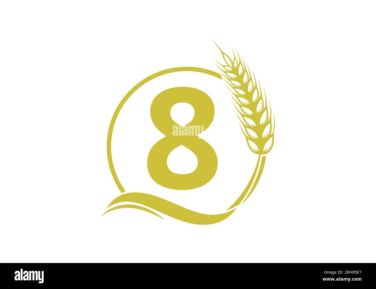 letter 8 sign symbol with wheat ears wreath. Agriculture Logo Farming ...