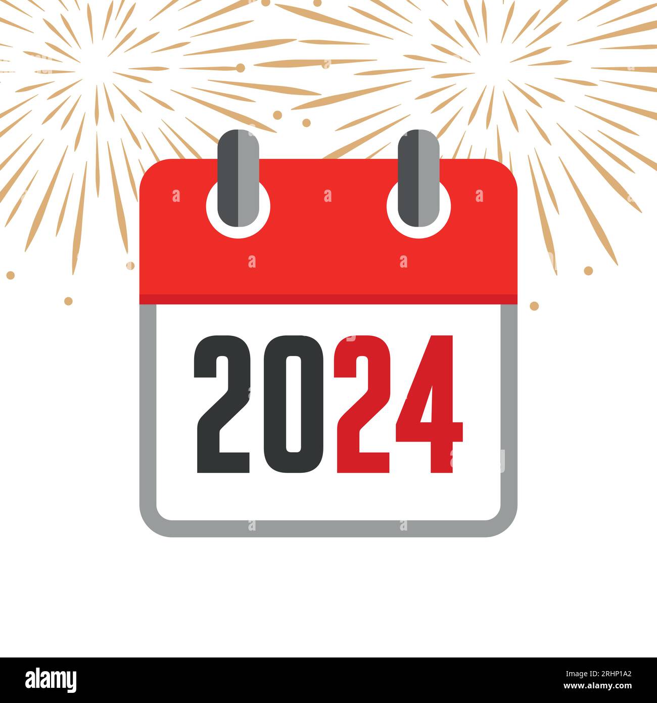 red calendar 2024 new year firework background Stock Vector Image & Art