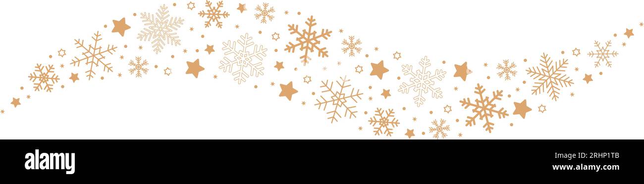 snowflakes and stars border isolated on transparent background Stock ...
