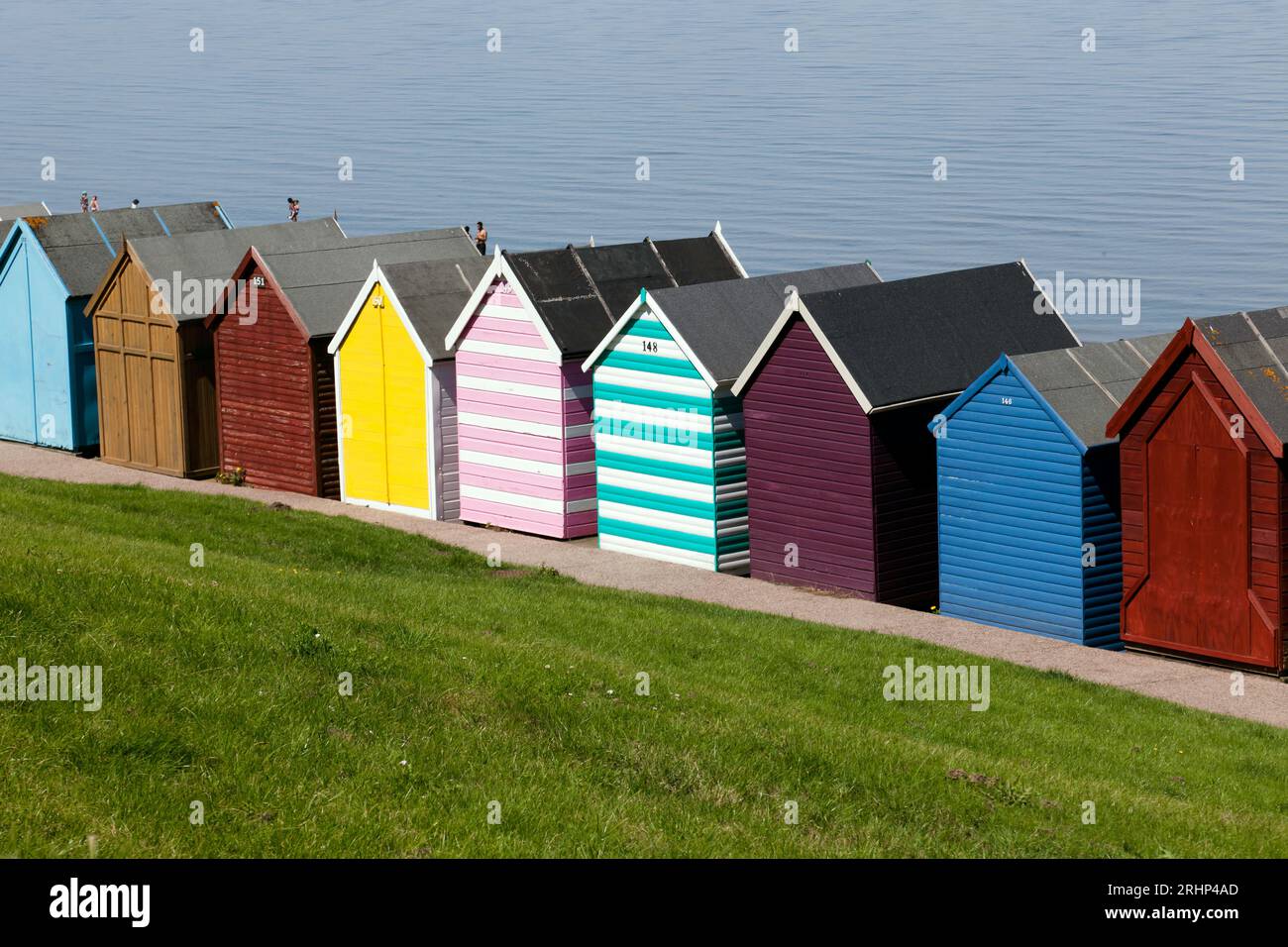 Closeup of some colourful beach huts on the Western Esplanade, Herne