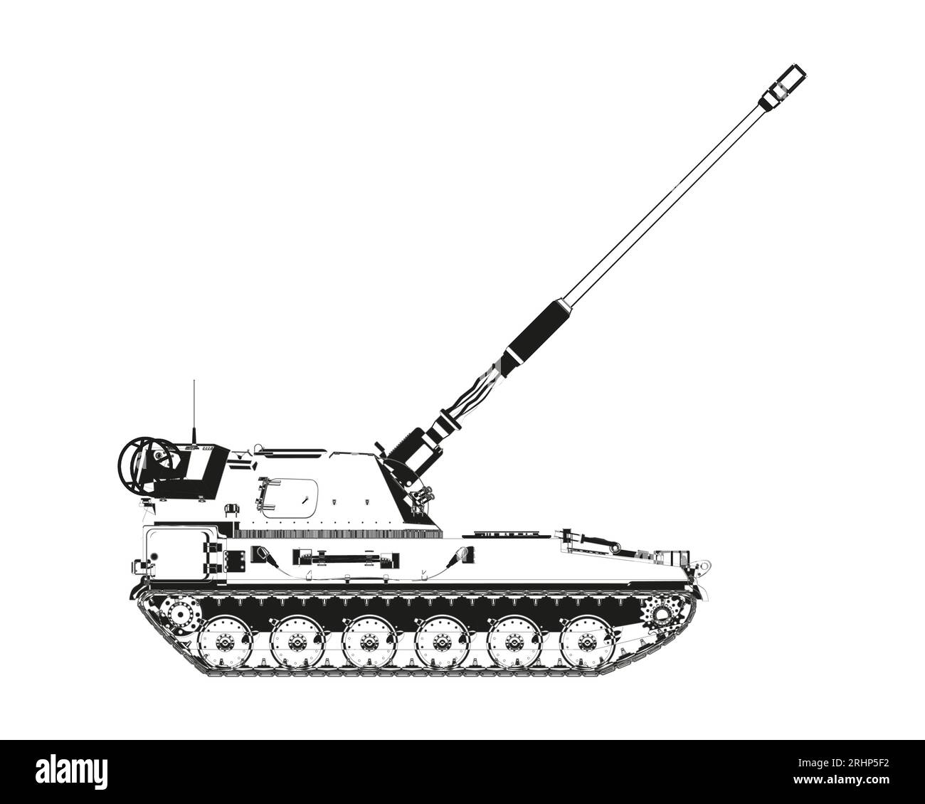 AHS Krab in abstract. Selfpropelled artillery. Raised barrel. Poland