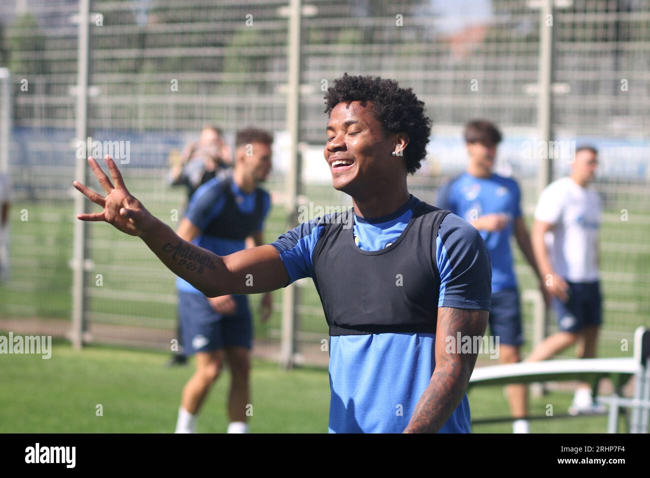 Wilmar Enrique Barrios Teran, known as Wilmar Barrios (5), a football player of Zenit Football Club at a training session open to the media in Saint Petersburg, before the match of the 5th round of the Russian Premier League, Spartak Moscow - Zenit Saint Petersburg. (Photo by Maksim Konstantinov / SOPA Images/Sipa USA) Stock Photo