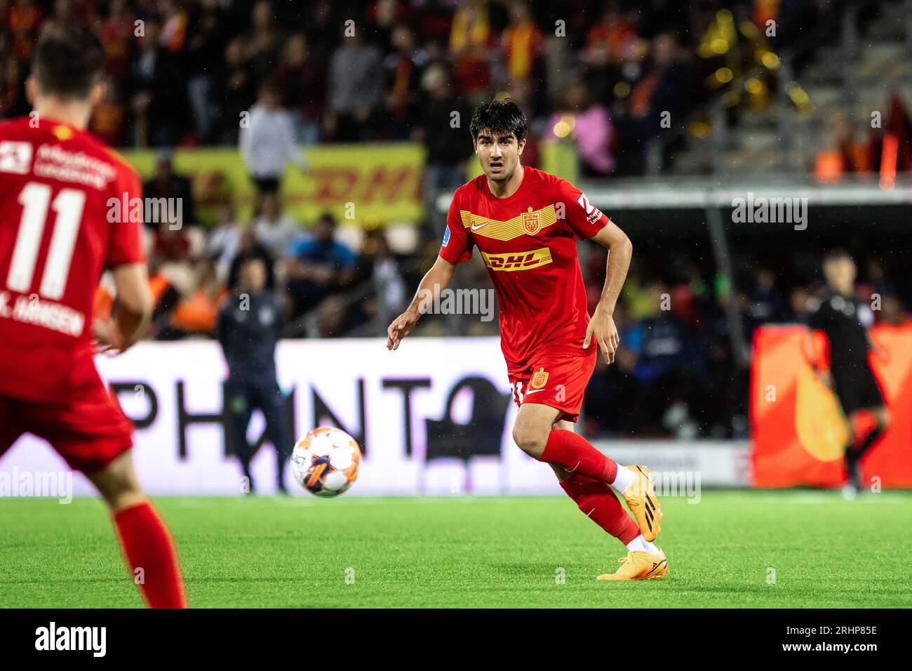Farum, Denmark. 17th Aug, 2023. Zidan Sertdemir (21) of FC Nordsjaelland seen during the UEFA Conference League qualification match between FC Nordsjaelland and FCSB at Right to Dream Park in Farum. (Photo Credit: Gonzales Photo/Alamy Live News Stock Photo