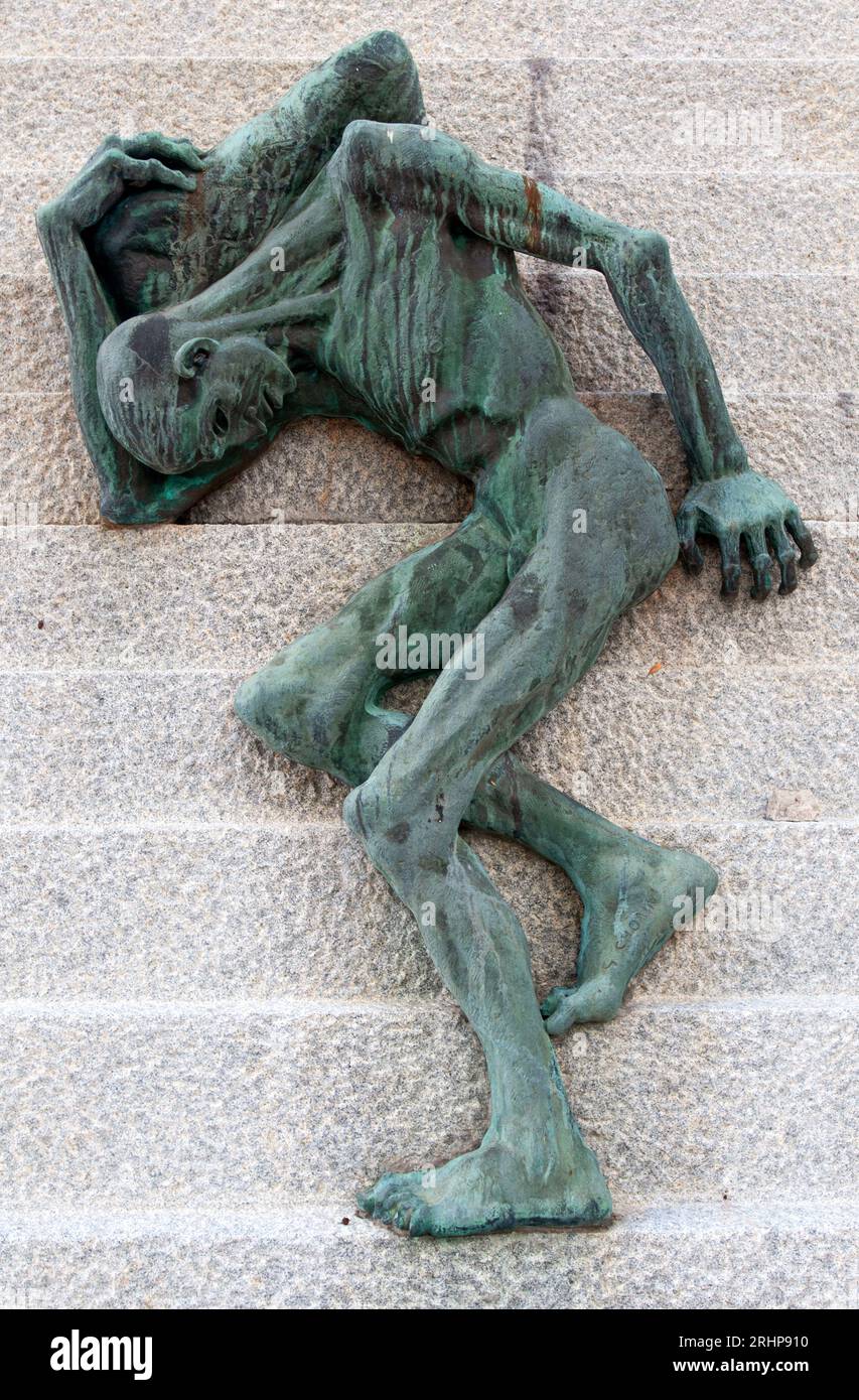 A sculpture on a monument in Paris' Père Lachaise Cemetery to the victims of the Mauthausen concentration camp during the Second World War. Stock Photo