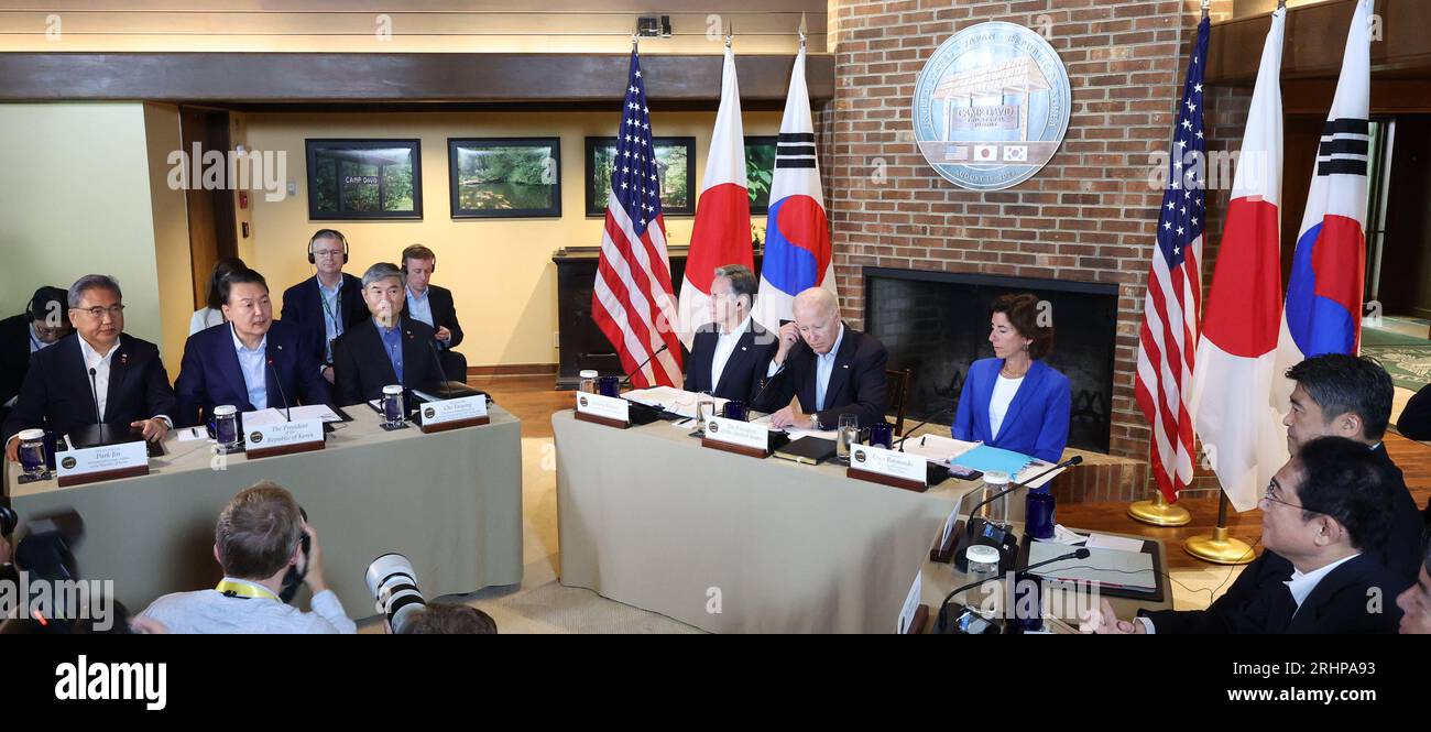 S. Korea-U.S.-Japan summit at Camp David South Korean President Yoon ...