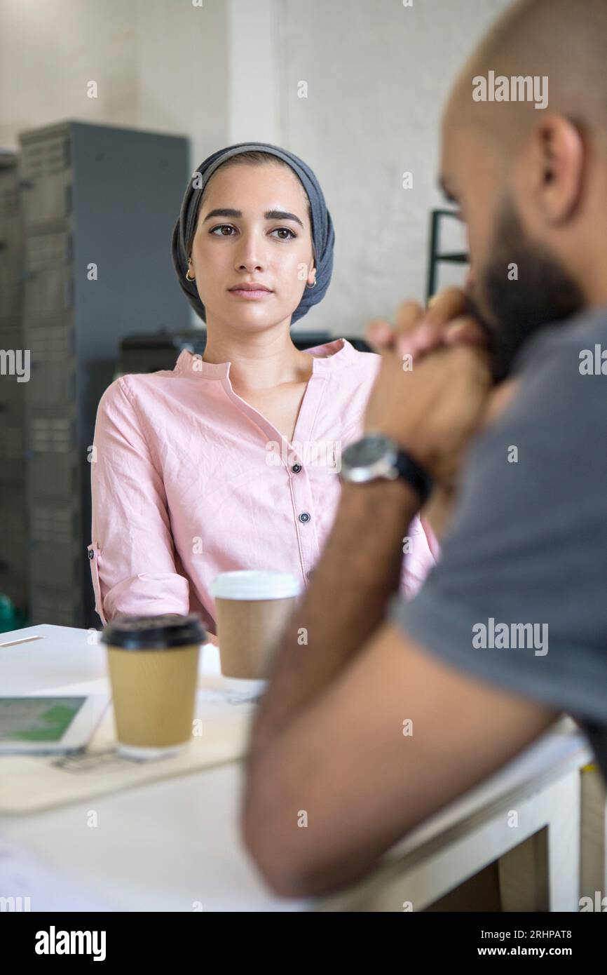 Young people in conversation, startup Stock Photo