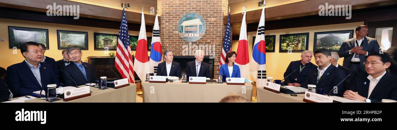 S. Korea-U.S.-Japan summit at Camp David South Korean President Yoon ...