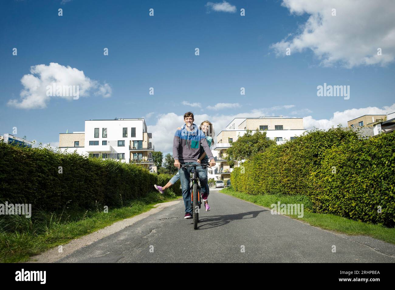 Couple on bicycle Stock Photo