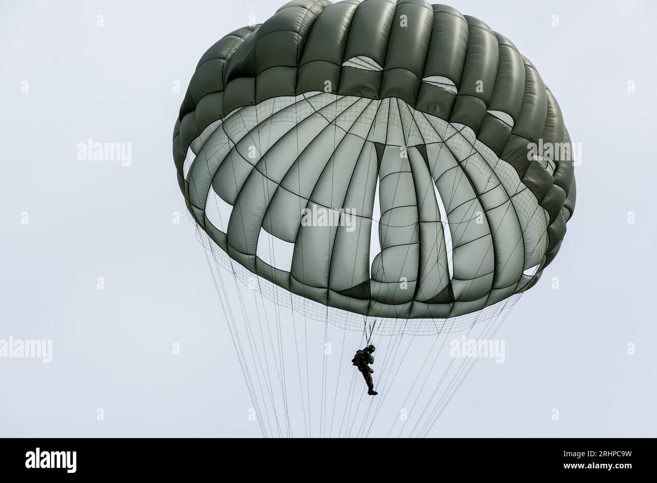 Paratrooper jumping at Leapfest International Parachute Competition in Rhode Island Stock Photo