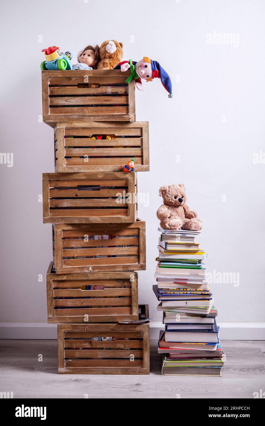 Stacked toy boxes Stock Photo Alamy