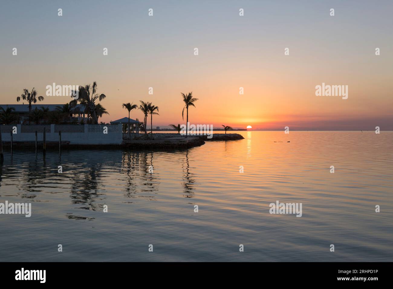 Marathon, Florida, USA. View from Key Vaca across the tranquil waters of the Straits of Florida, sunrise. Stock Photo