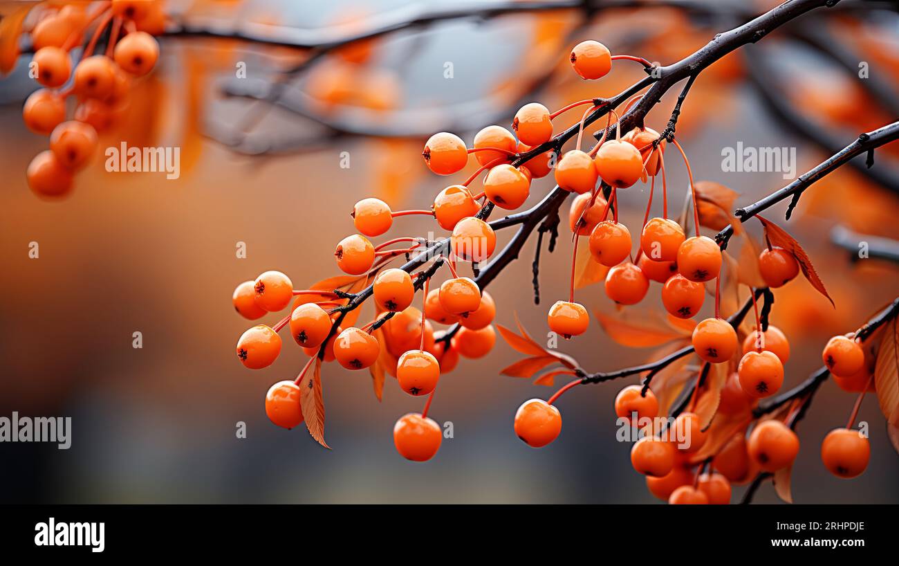 closeup of branches of a tree with red berries. autumn background Stock ...