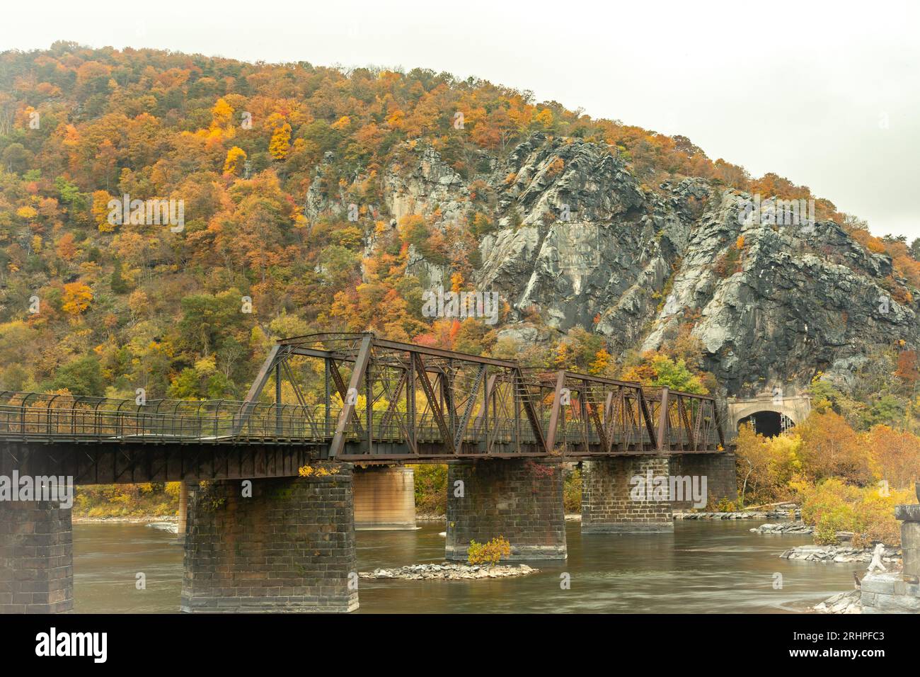 A train bridge in the fall Harpers Ferry, West Virginia Stock Photo Alamy