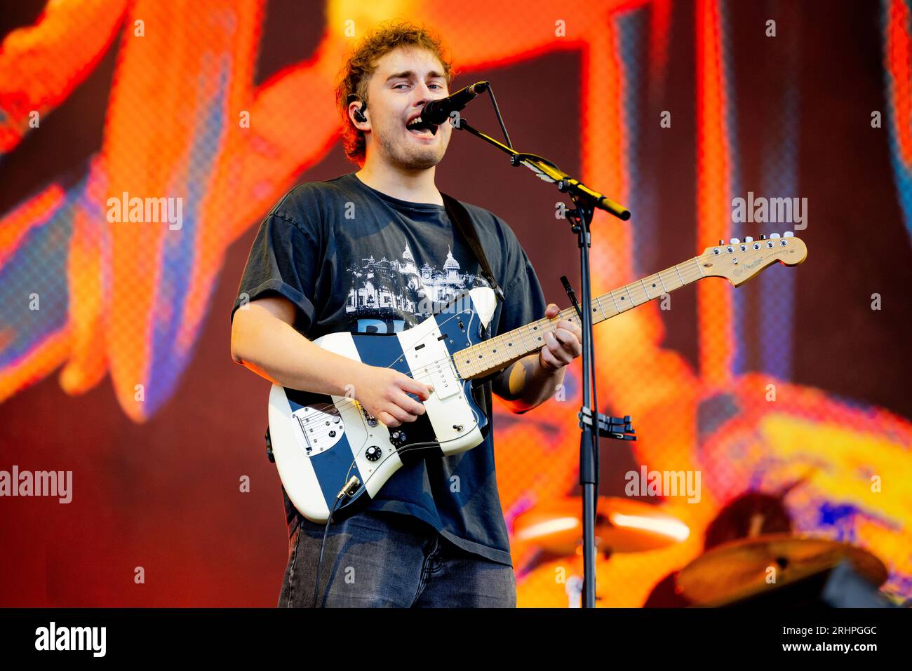 Hungary 10 August 2023 Sam Fender Samuel Thomas Fender live at Sziget Festival in Budapest