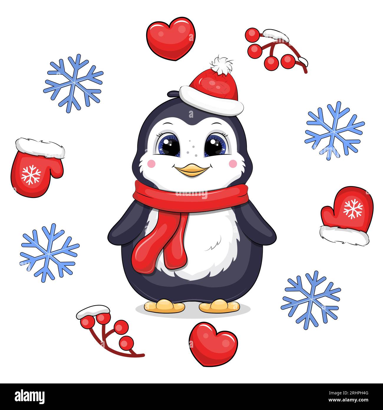 Red bird in red berries Stock Vector Images - Alamy