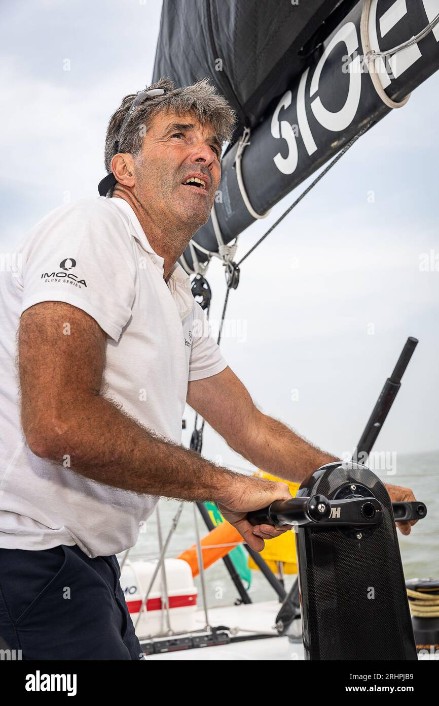 Zeebrugge, Belgium. 18th Aug, 2023. Skipper Denis Van Weynbergh