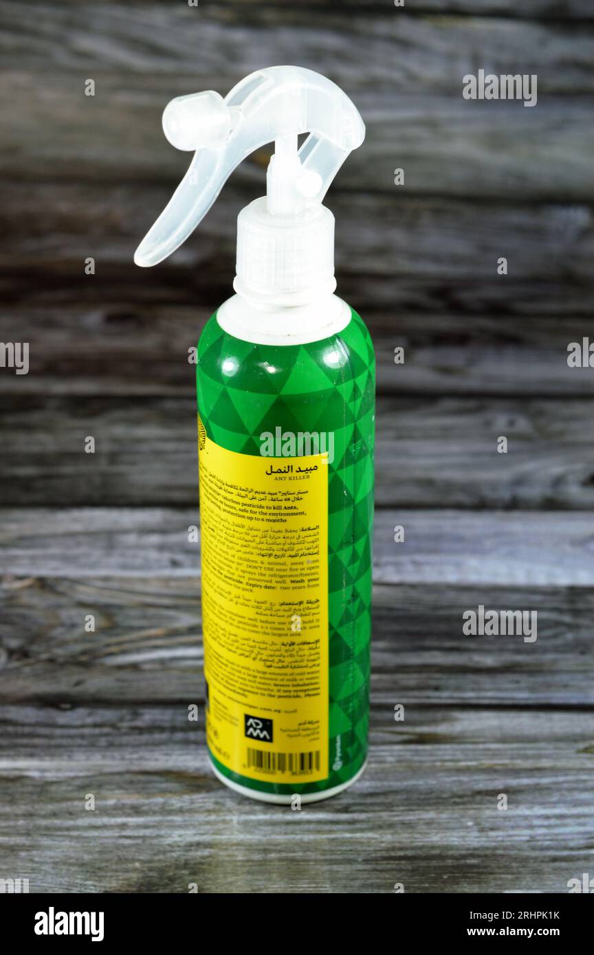Cairo, Egypt, August 4 2023 Mister Sniper ant killer spray, Kills Ants