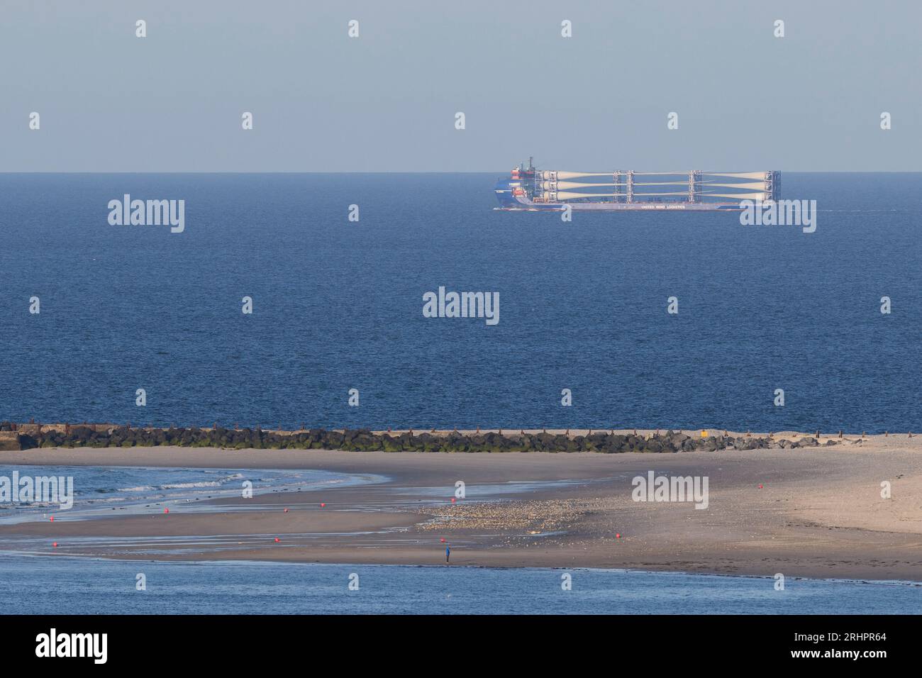 Germany, North Sea, Helgoland, ship, wind power, rotor blades