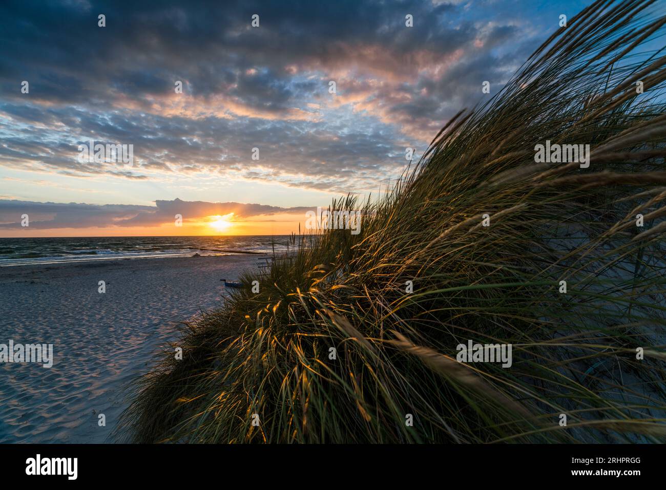 Hiddensee, Vitte on the beach in the sunset, Mecklenburg-Western Pomerania Stock Photo