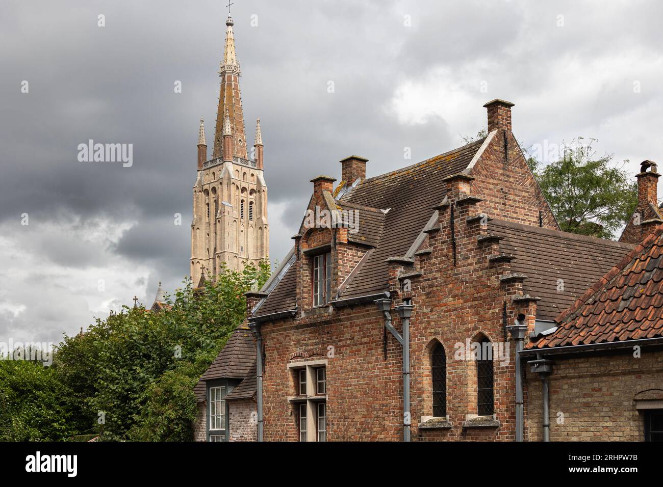 Spire of the church of our lady in Bruge, Belgium Stock Photo