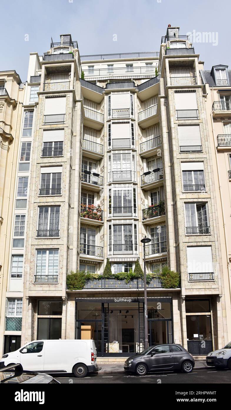 An apartment building in Paris, an important early work by the architect brothers Auguste & Gustave Perret, built 1903-05 , a seminal work of modern a Stock Photo