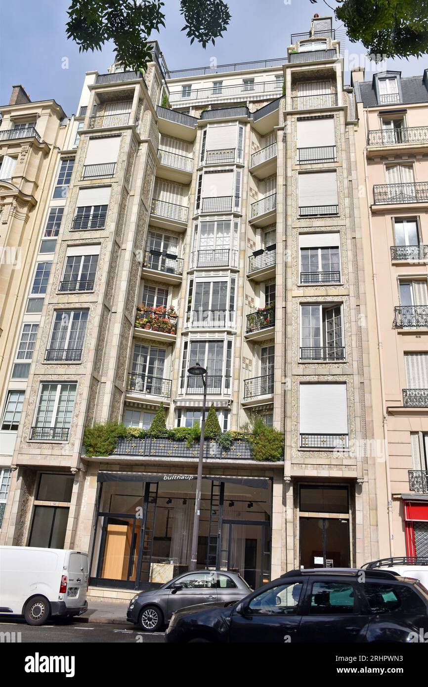 An apartment building in Paris, an important early work by the architect brothers Auguste & Gustave Perret, built 1903-05 , a seminal work of modern a Stock Photo