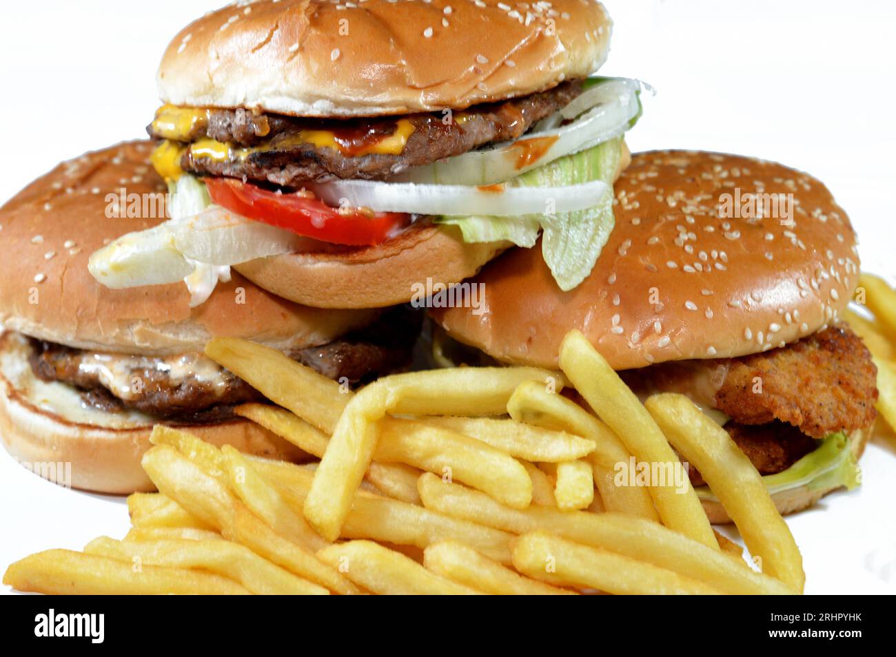 Sesame buns of fried breaded chicken fillet patties, crisp lettuce