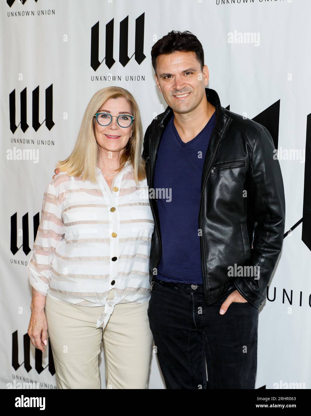 August 17, 2023, LOS ANGELES, CALIFORNIA, USA: MICHELLE BEAULIEU and KASH HOVEY arrives on the black carpet for the grand opening for Unknown Union luxury fashion clothing brand at the Beverly Center in Los Angeles, California on August 17, 2023. (Credit Image: © Clutch Pockets Wambli/ZUMA Press Wire) EDITORIAL USAGE ONLY! Not for Commercial USAGE! Stock Photo