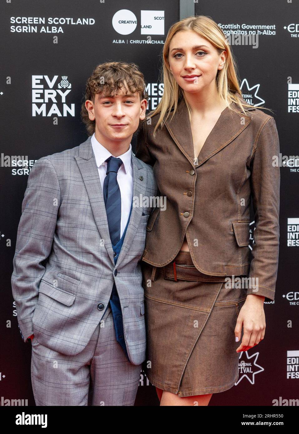 Edinburgh, United Kingdom. 18 August, 2023 Pictured: Left to Right: Louis McCartney and Ella Lily Hyland. The Edinburgh International Film Festival opens with the world premiere of Silent Roar, the debut feature from Scottish writer and director Johnny Barrington.. Credit: Rich Dyson/Alamy Live News Stock Photo